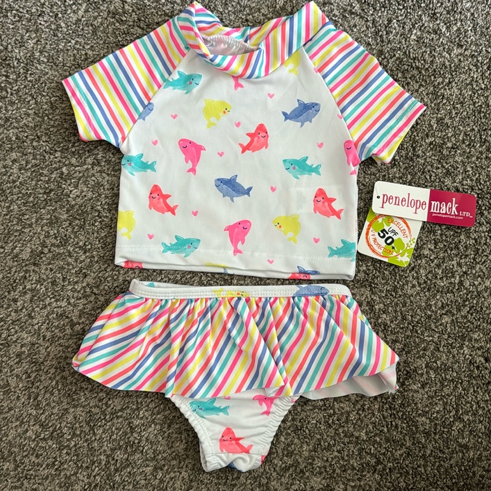 NWT Penelope Mack Shark 2-Piece Swimsuit 18M